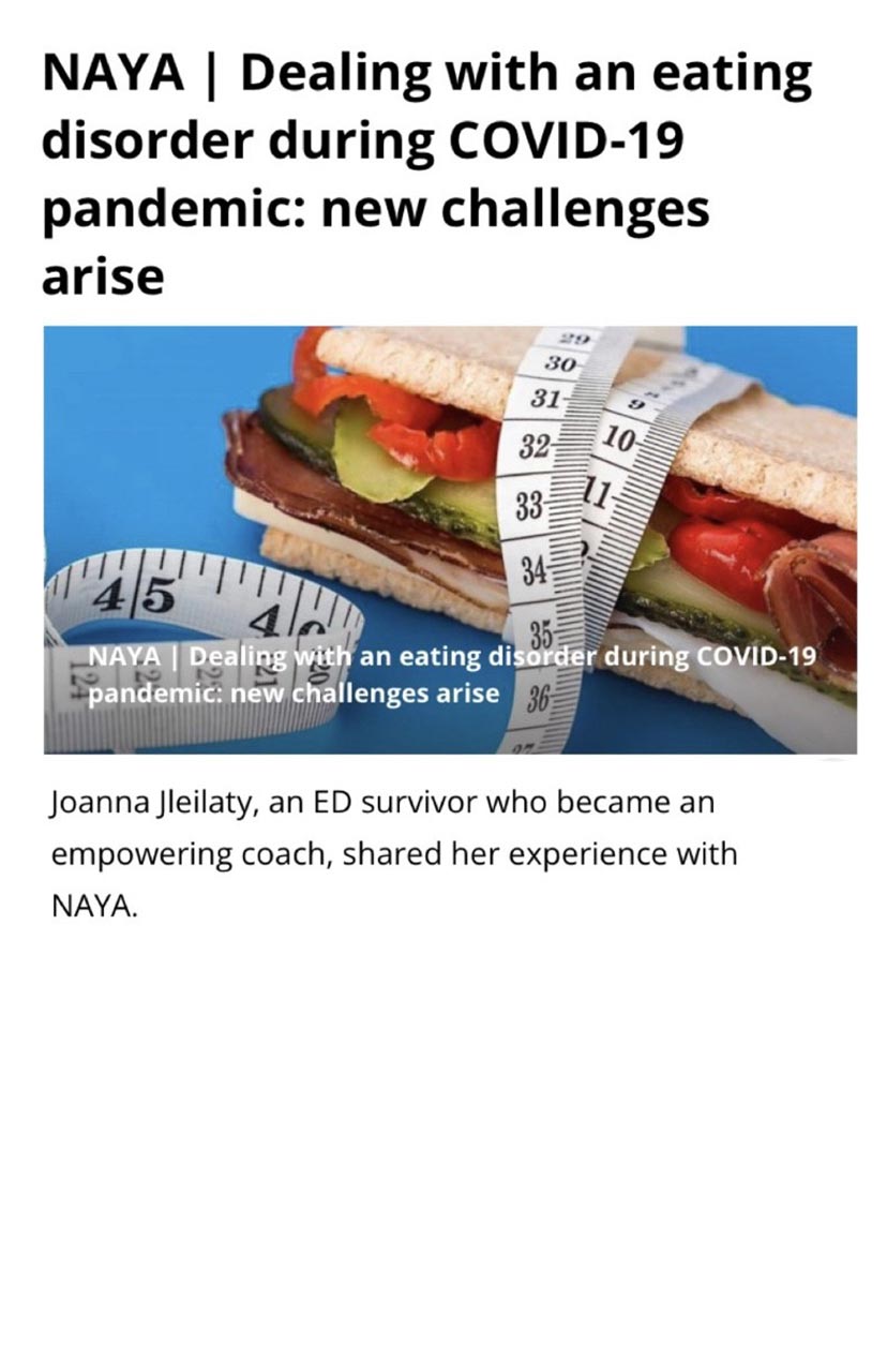 Joanna Jleilaty, Eating disorders Lebanon